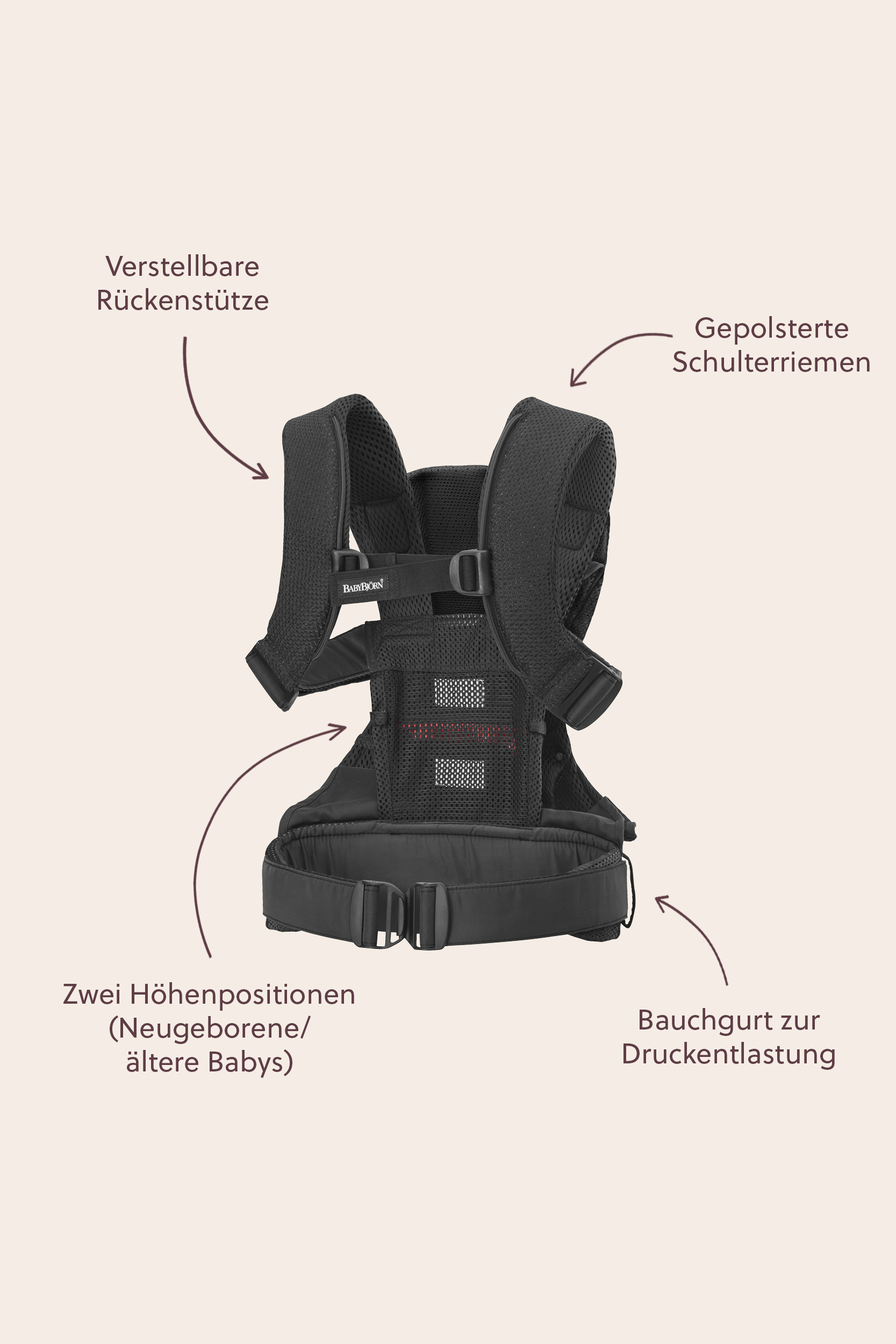 Babytrage One Air - 3D-Netzstoff, Schwarz - BabyBjörn